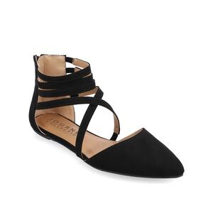 Journee Collection Marlee D'Orsay Flats | Black Suede | Strappy | Size 6 | NWT